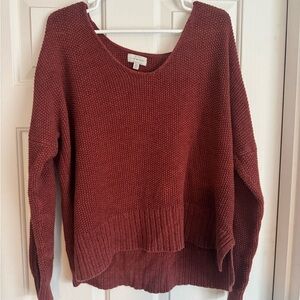 Lucky Brand Maroon Crew Neck Sweater